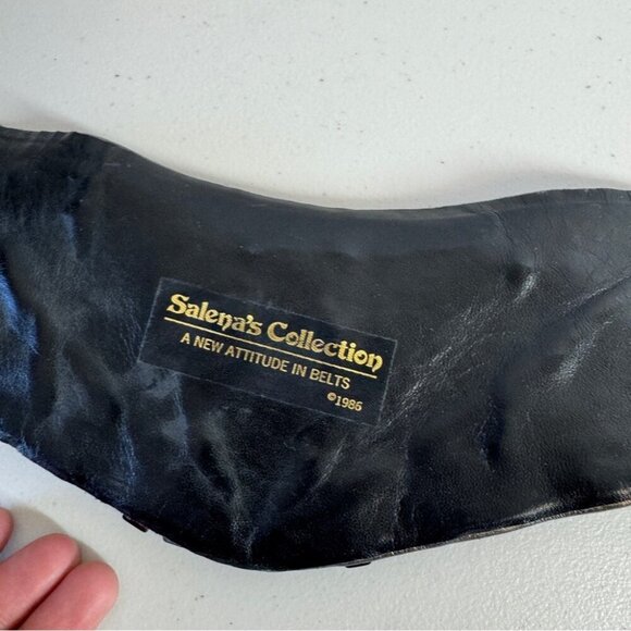 Vintage Salena’s Collection Gold Black 80s Beaded Metallic Statement Belt - Picture 12 of 16